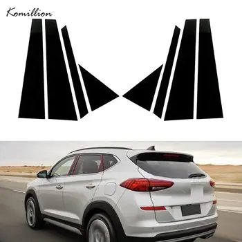 8st Auto Venster Pijler Berichten Deur Bekleding Cover Black Stickers voor de Hyundai Tucson 2016 2017 2018 2019 2020 2021