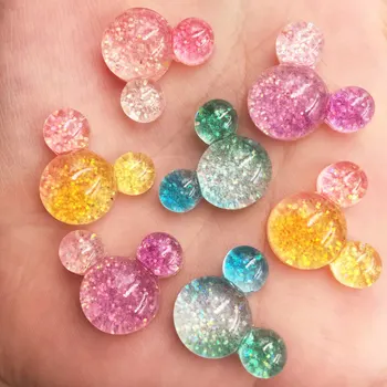 Glitter harsmengsel Kawaii Transparante Candy Kleurrijke Muis Plaksteen Strass 12 Pc ' s Scrapbook DIY Crystal Decor Beeldje Ambacht