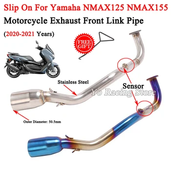 Slip Op Voor YAMAHA NMAX125 NMAX155 NMAX 125 155 2020 2021 Motor Uitlaat Ontsnappen Systeem Wijzigen Uitlaat 51mm Voorkant Link Pijp