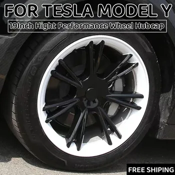 4 STUKS wieldoppen Voor de Tesla Model Y 2023 19Inch Wiel Hubcap Prestaties Vervangende Auto Hub Cap Volle Rand Hoes Accessoires