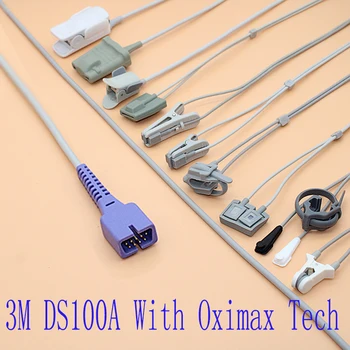 Compatibel met Nellcor DS100A met Oximax Tech Spo2-sensor kabel voor volwassenen/kinderen/kind/Neonaat/veterinaire,DB9 Sonde kabel.