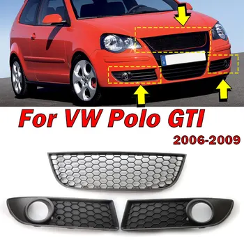 Voor de VW Polo GTI 2006-2009 Auto Links Rechts voor een Lagere Voorbumper met Mistlampen Lichten-Roosters Center Grill Vent Grille Accessoires 6Q0853666G