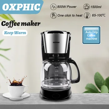 OXPHIC 1500ML Automatische Druppel Koffie Machine Elektrisch Koffiezetapparaat amerikaanse koffie waterkoker met Helder Water Niveau Venster voor 10cups