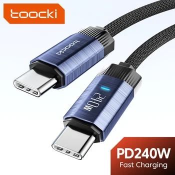 Toocki 100W USB-C-naar-USB-C Kabel PD3.1 240W Snel Opladen 5A Type C Type C Lader Kabel voor Macbook Samsung Xiaomi Realme POCO