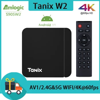 Tanix W2 Smart TV Box Android 11 Amlogic S905W2 2GB16GB Android 11.0 H. 265 AV1 een tweevoudig Wifi-HDR10 4K Media Player TVBOX Set-Top Box
