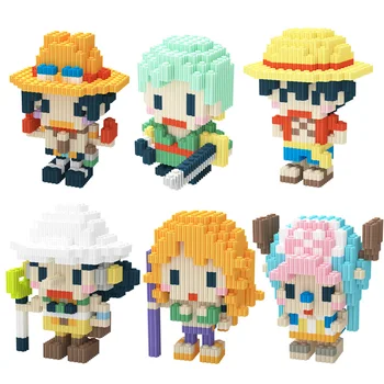 Een Stuk Luffy Roronoa Zoro Ace Usopp Bouwstenen Bakstenen Anime Mini Actie Figuren Hoofd Montage Speelgoed Kinderen Giften Van De Verjaardag