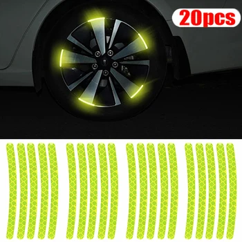 20pcs Wiel van de Auto van Reflecterende Stickers Anti-Kras Auto Body Decoratieve Rand Strips Waarschuwing Tape voor het Passeren van Auto Motor Fiets