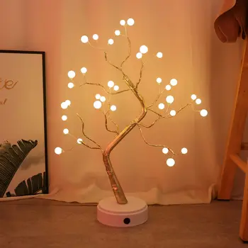 108 LED-USB-3D-Tafel-Lamp koperdraad Kerst Vuur Boom Nacht Licht voor Thuis Vakantie Slaapkamer Binnen-Kinderen Bar Decor Fee Licht