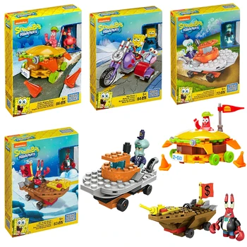 Mega Bloks Spongebobs Squarepants Kleine Deeltjes Mr Krabs Octo Racer Anime Cartoon Monteren Bouwstenen Jongen Speelgoed Geschenken