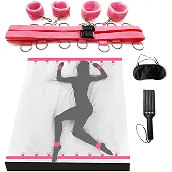 Bed Bondage Beperkingen SexToys Handboeien Anklecuffs Bed Restraint voor SM Spel voor Volwassenen Vrouwen Eye Mask Verstelbare Seks Speelgoed Set