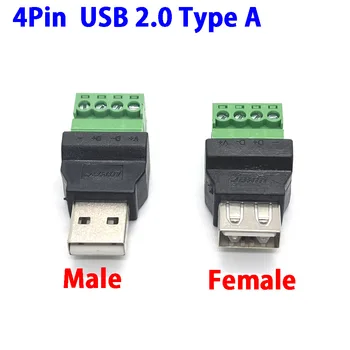 1Pcs 4Pin USB 2.0 Type Man Vrouw Beurt Aansluiting USB-Draai Terminal Voorkomen Lassen Stekkers USB-Stekker Mannelijk Hoofd Vrouwelijke Hoofd-Aansluiting
