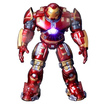 Disney Avengers Iron Man, Spiderman Hulkbuster Armor Gewrichten Beweegbare poppen Mark LED Light PVC Action Figure Model Speelgoed
