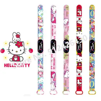 Leuke Sanrio Sleutelhanger Anime Hello Kitty Kuromi Horloges Voor Kinderen Speelgoed Jongen Kerst Geschenken Waterdichte LED Klok