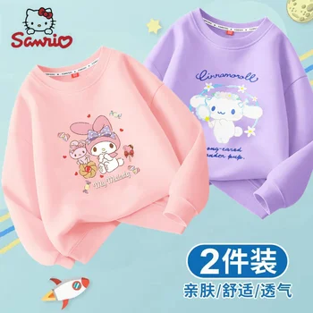 Nieuwe Kawaii Sanrio Hoodie Cinnamoroll Mijn Melodie Schattige Roze Jongens Meisje Cartoon Trui 2 Stuks/Set Kinderen Sport Shirt Sportkleding