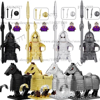 Middeleeuwse Militaire Figuur bouwstenen Zware Gepantserde Ridder Soldaat Leger Tiefutu Mount Paard Bakstenen Model MOC Toy BOY Cadeau C7