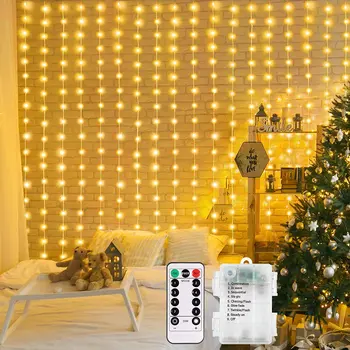 300 LED Gordijn String Lichten USB /Accu aangedreven String Lichten Garland voor de Kerst Navidad Slaapkamer Bruiloft Decoratie