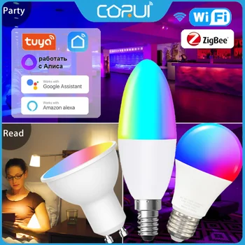 CORUI Tuya WIFI/Zigbee Smart-Lamp E27/E14/GU10 RGB LED-Lampen Smart Life Remote Control Lamp Voor Alexa Google Startpagina Alice