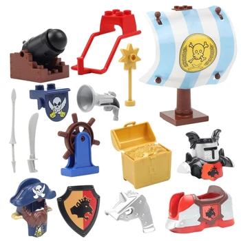 Oorlog Grote bouwstenen Accessoires Kasteel Ridder Piraten Varen Kanon Armor Compatibel Duplos Monteren DOE-Speelgoed Voor Kinderen Cadeau