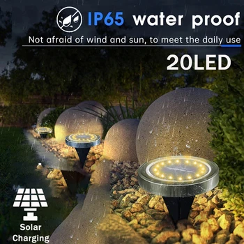 Zonne-energie Aangedreven Gemalen Verlichting IP65 Waterdichte Openlucht GELEIDE Schijf Lichten voor Tuin Non-Slip Landschap Pad Verlichting voor de Patio van het Gazon
