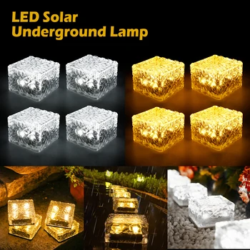 4 stuks Ice Cube Solar Lights Outdoor LED Lamp Lawn Zonne-Brick Licht Waterdichte Trap Lamp voor Erf Tuin Decoratie