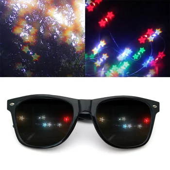 Het Speciale Effect Van Het Ster-Vormige Glazen Magic Light Bril Kijken Naar Het Licht Veranderen Diffractie-Bril In De Nacht Licht Sunglass