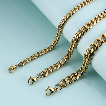 Heren 3-11mm Roestvrij Staal Cubaanse Link Chain Kettingen voor Mannelijke Sieraden Massief Goud Zwart Kleur Gaven kinketting Groothandel