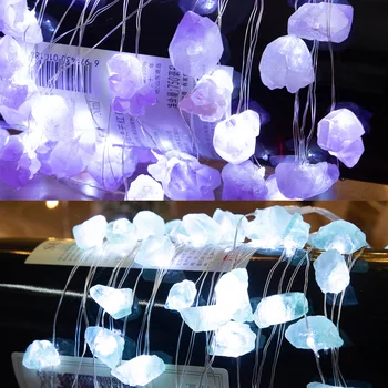30LED Lichtjes in de Crystal String Lamp USB/Accu Aangedreven, Natuurlijke Kristallen Stenen Slingers Tuin Kerst Decoratie