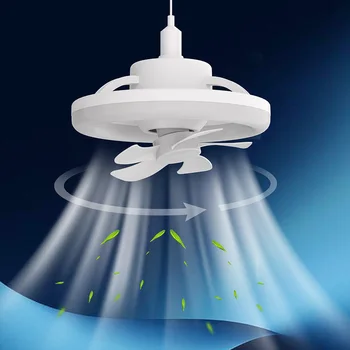 Plafond Ventilator met LED-Licht E27 Afstandsbediening Plafond Lamp Dimmen van LED-Licht met Instelbare Snelheid Ventilator 360° Rotatie Ventilator met Lamp