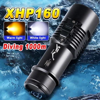 Nieuwe XHP160 Professioneel Duiken Zaklamp Krachtige Onderwater XHP90 Led Flash light Duiken Fakkel IPX8 Waterdichte Lamp