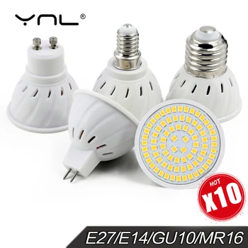 10PCS GU10 LED Lamp E27 E14 spot Lamp 48 60 80leds lampara 220V GU 10 bombillas led MR16 Lampada Spot light