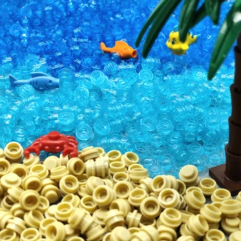 Compatibel Met LEGO-MOC Kleine Bakstenen 6141 Plaat 1x1 Ronde Transparante bouwstenen Oceaan Zeegezicht Zeewater Delen DOE-Speelgoed