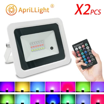 2pcs Geleid RGB vloedlicht 50W 100W IP68 Outdoor Spotlight AC 220V/110V RGB Reflector Projector Lamp Met Kleur Afstandsbediening