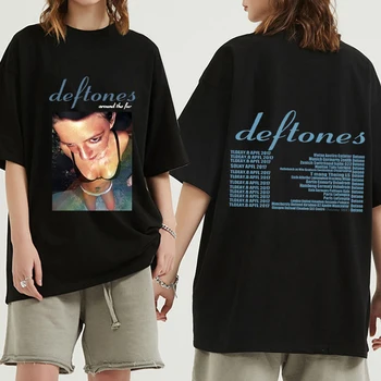 Nieuwe Deftones Rond De Vacht Tour T-Shirts Van De Band Print Streetwear Fashion Oversized T-Shirt Van Zuiver Katoen HipHop T-Shirts Tops Mannen Vrouwen