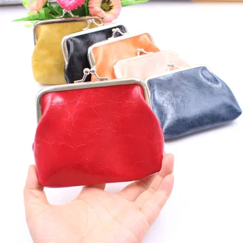 2023 Nieuwe Vrouwen Geld Bag Pluche/Olie-Wax Leather Wallet 4-inch Gesp Mini Wallet Lippenstift Storage Bag Women ' s Portefeuille