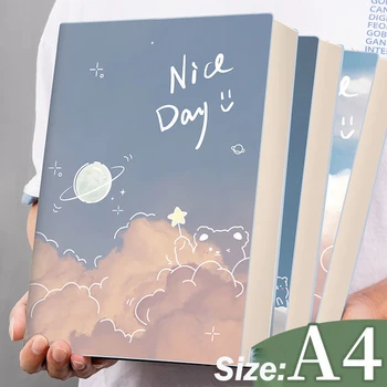 A4 Schattige Notebook Horizontale Lijn Schetsboek Kawaii Meisje Student 400 Pagina ' S Dagboek Briefpapier Planner Office 365 Kladblok Briefpapier