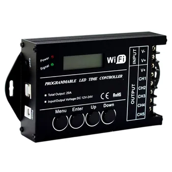DC12 DC24V TC421 WiFi programmeerbaar led controller-rgb dimmer aquarium verlichting timer input 5 kanalen voor led strip