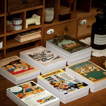 Yoofun 60 Stuks/set Vintage Memo Pad Retro Art Picturale Reis-Materiaal Memo Vel Dagboek Dagboek Planner Boek Decoratie Papier