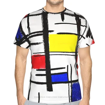 Mondriaan Minimalistische De Stijl van Moderne Kunst Zomer Heren T-Shirts 3D Geprinte Losse Polyester t-shirt sneldrogend Korte Mouw Kleding