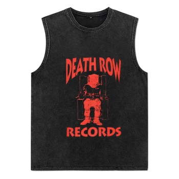 Death Row Print Tank Tops Zomer Vintage Gewassen 100% Katoen Vest Hip Hop Streetwear Mannen T-Shirts, Casual T-Shirts Harajuku Y2k Tops