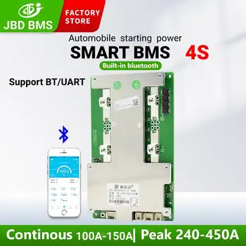 JBD Smart BMS 4S 12V Lifepo4 Bms 100A, 150A Li-ion Bms Balancer Pcb Circuit Board Met Uart Voor Lithium-ion 18650 Batteri Pack