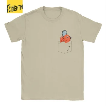 Mannen Pocket Pochita T-Shirt Kettingzaag Man Anime 100% Katoen Kleding Cool Korte Mouw O-Hals t-Shirts zijn Verjaardag T-Shirts
