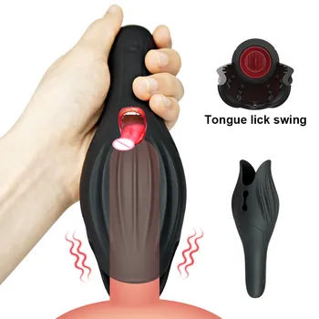 Eikel Trainer Tougue Likken Trillende Masturbatie Cup Kunstmatige Vagina Mannelijke Masturbator Penis Vibrators voor Mannen Volwassen Levert