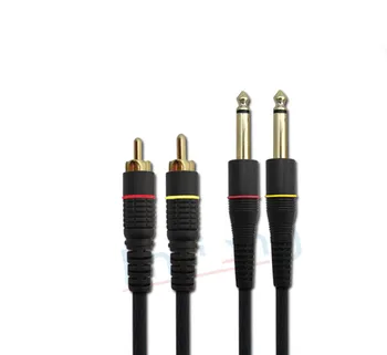 Dubbele 6.5 6.3 6.35 naar 2 RCA kabel-lijnen naar het audio-signaal versterker Signaal lijn voor Microfoon,versterker,mengpaneel,luidsprekers,geluid