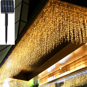 Zonne-energie Verlichting 6m Breedte Droop 0,5 m Kerst Zonne-Garland Light String voor Tuin Dakrand Huis buitendecoratie