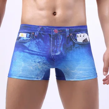 Mannen Ondergoed Print Denim Sexy Boxer Homme Gloednieuwe Top Kwaliteit Fashion Slipje