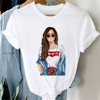 Witte Kleding van Vrouwen T-shirt Fashion Waait Bubble Girl Print Dames t-shirt Zomer Harajuku Korte mouwen Tops Dames T-Shirt