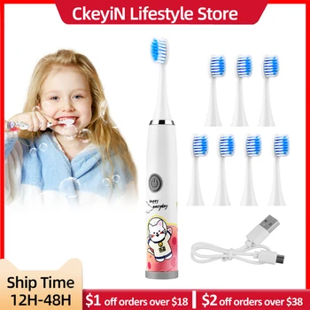 CkeyiN Kinderen Sonic Elektrische Tandenborstel voor Kinderen Automatische Ultrasone Tanden tandenborstel Cartoon Patroon 3-12 Jaar Oude Kinderen