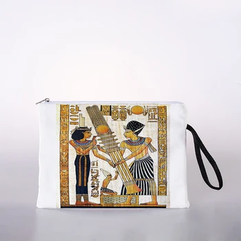 Egyptische muurschildering afdrukken make-up tas Afrikaanse vrouw make-up tas fashion girl make-up tas draagbare lipstick reizen opslag tas
