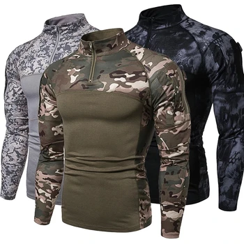 Nieuwe heren Tactical Camouflage Sportieve T-shirts met Lange Mouwen Mannen Tactische Militaire Kleding Combat Shirt Aanval Leger Kostuum