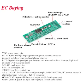 MCP23017 I2C Interface-16-bit I/O Expansie Board Module-Pin Raad IIC te GIPO Converter 25mA1 voor Arduino